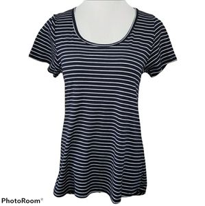 LuLaRoe Classic T Ribbed Blue & White Stripe Small